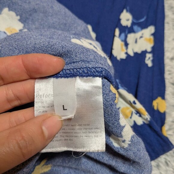 Reformation Midi Floral Jade Dress Blue White Flowers Tie Strap Large - Picture 6 of 9